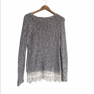FEVER Gray Knit Sweater with Macrame Detail Small
